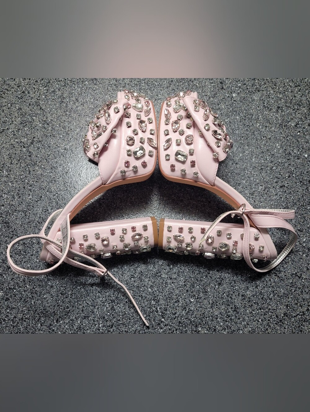 AZALEA WANG MAYA EMBELLISHED BOW CHUNKY HEELED PLATFORM SANDAL LIGHTPINK SIZE 7 - Picture 6 of 14